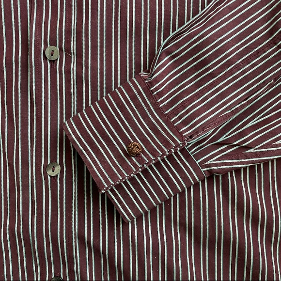 Dolce & Gabbana Maroon Blue Cotton Jacquard Button Front Shirt - blue stripe - Picture 2 of 5